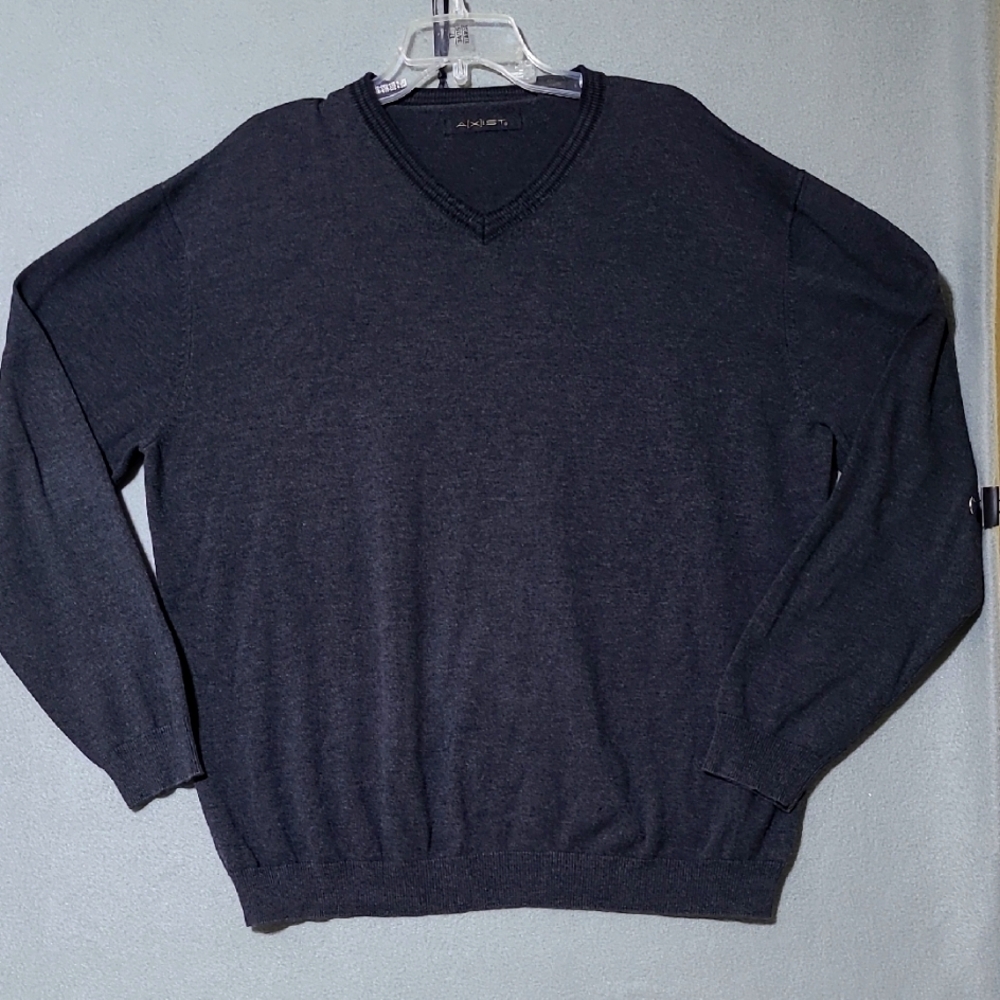 AXIST Men's Charcoal Gray‎ V-Neck Long Sleeve Sweater - Size XXL